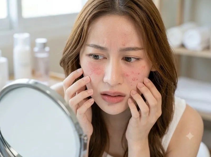 Chà mạnh hoặc tẩy quá thường xuyên có thể gây khô rát, kích ứng da.